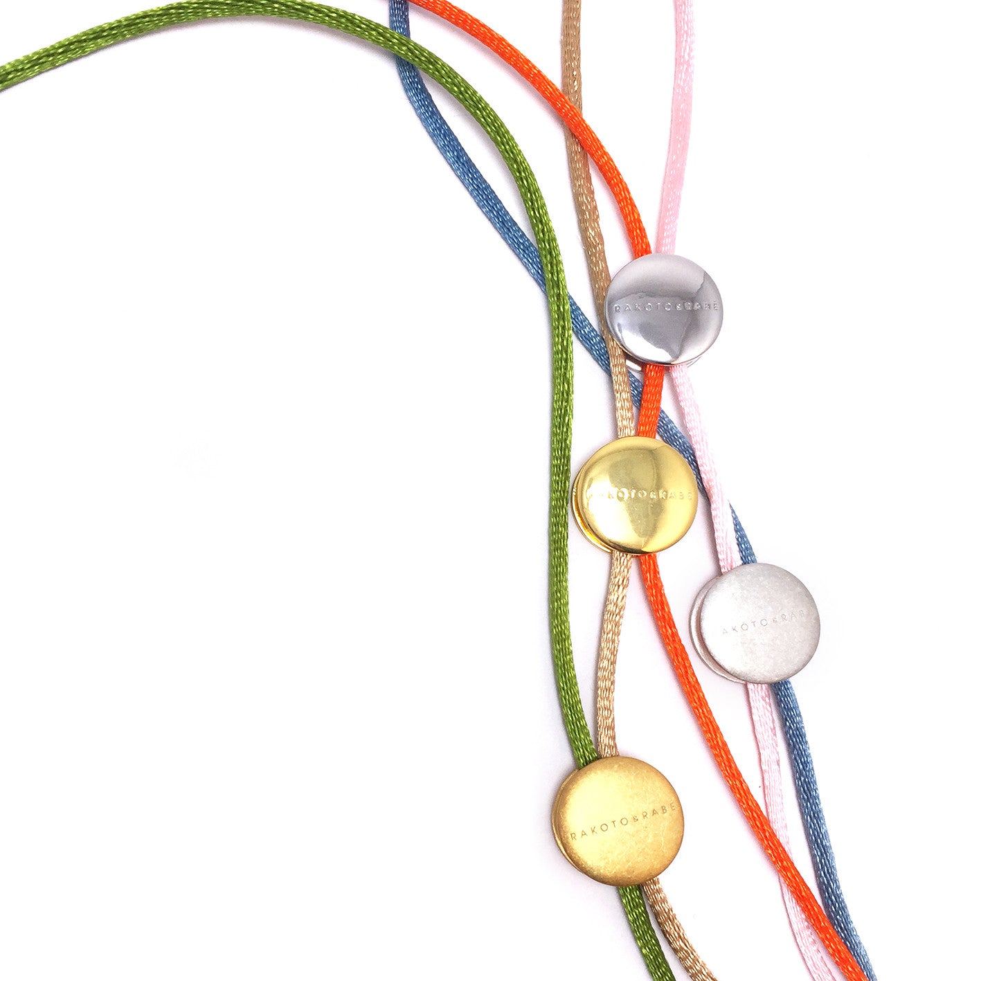 Armband Zebu Horn mit Satin Kordel Sterling Silber / vergoldet