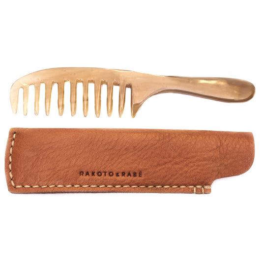 Hornkamm mit Leder Etui